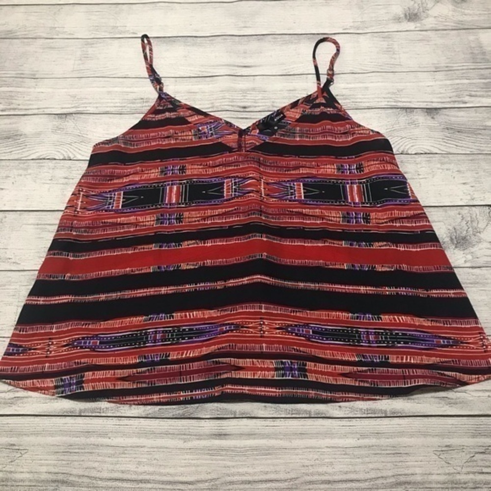 AQUA Navy Red Purple Swing Tank Top Spaghe…